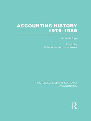 cover image of Accounting History 1976-1986 (RLE Accounting)